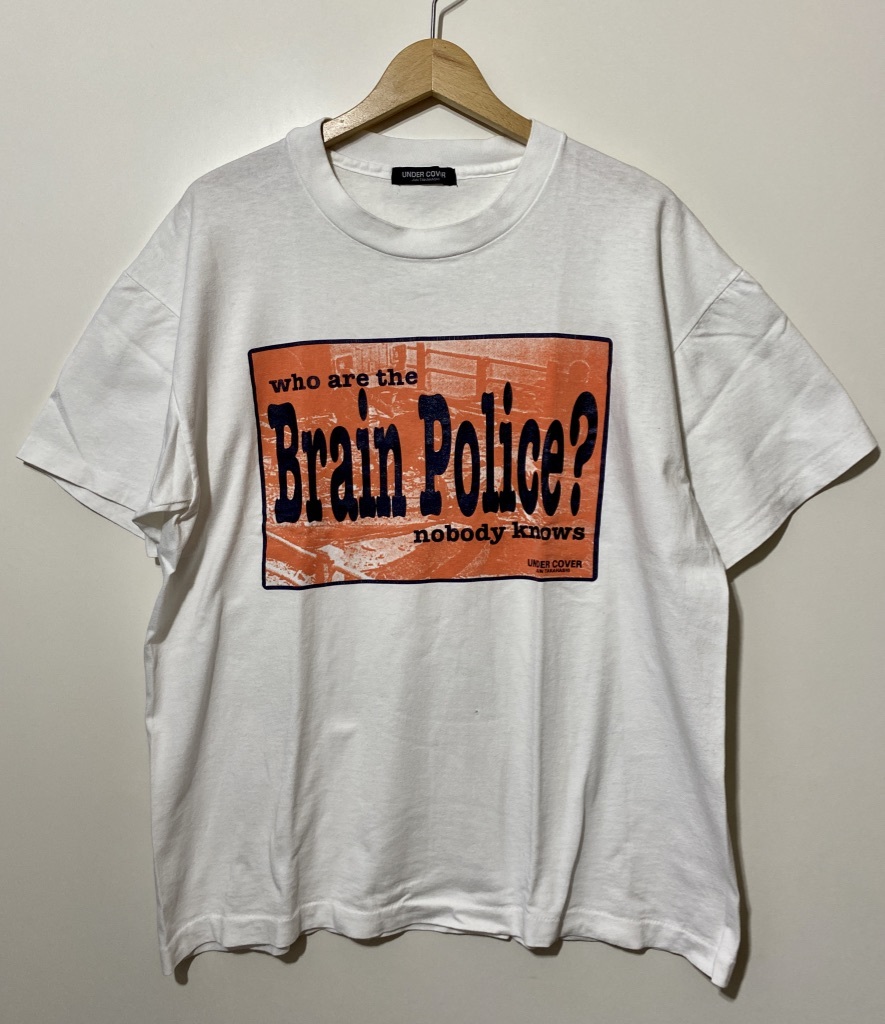 希少 初期☆UNDER COVER JUN TAKAHASHI アンダーカバー Brain Police 半袖Tシャツ M-L 白 ホワイト 頭脳警察 黒タグ