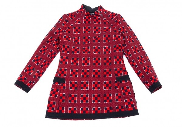 ジュンヤワタナベ コムデギャルソン ブロック柄織りプルオーバージャケット 赤紺白S 【レディース】_画像2