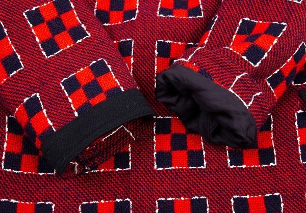 ジュンヤワタナベ コムデギャルソン ブロック柄織りプルオーバージャケット 赤紺白S 【レディース】_画像8