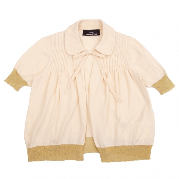  Toriko Comme des Garcons shoulder pleat cord stop round color short sleeves cardigan beige Gold S rank [ lady's ]