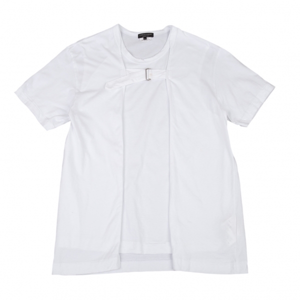 コムデギャルソン オムプリュス フロントベルトレイヤードデザインTシャツ 白L 【メンズ】