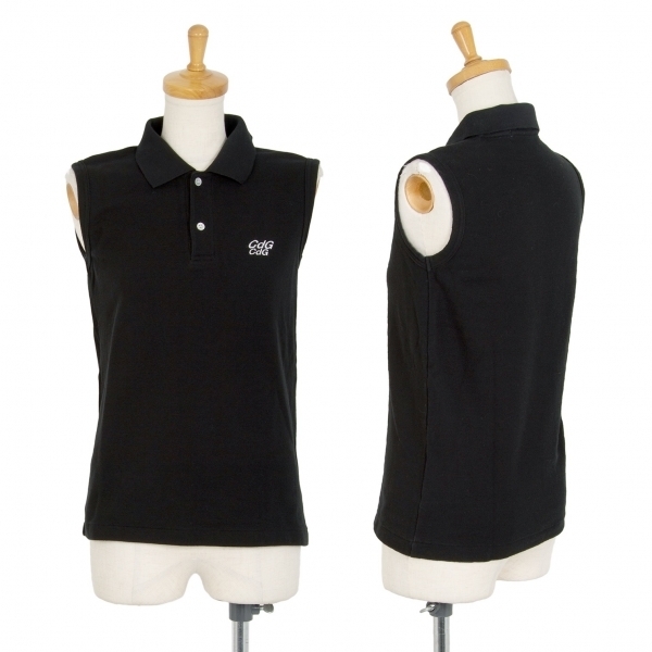  com com Comme des Garcons COMME des GARCONS CdG embroidery product dyeing no sleeve polo-shirt black M [ lady's ]