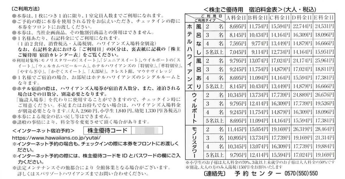 常磐興産 株主優待券 スパリゾート ハワイアンズ 1冊 有効期限 2022年12月31日_画像5