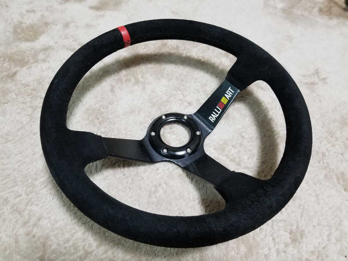  deep steering wheel 350mm Ralliart manner Logo suede back s gold 