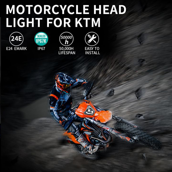 送料無料.. For 2017~2021年式 KTM Headlight EXC XCF SX F..など LED ヘッドライト Eマーク認証品 Hi.Low.ディライト ホワイト MS-KTM1718_画像4