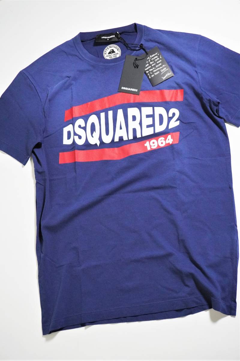 【新品/正規品】4万円 M Dsquared2 ディースクエアード 春夏シーズンに映える ヴィンテージライク ラグジュアリー ブルー Tシャツ_【新品未使用タグ付】DSQUARED2 Tシャツ