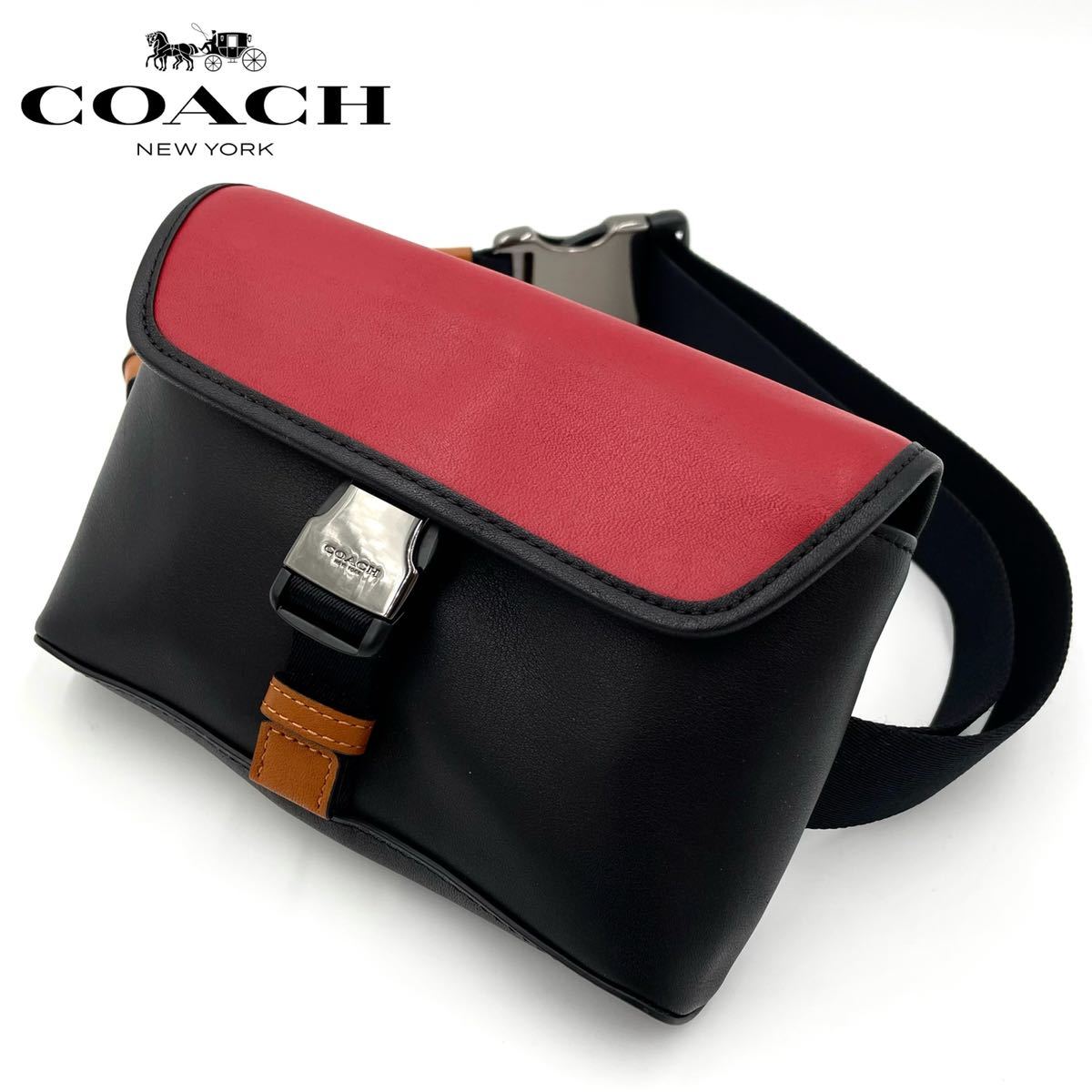 1円【未使用級】COACH コーチ メンズ ウエストバッグ ウエストポーチ