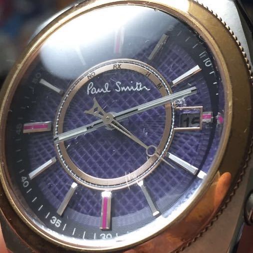 317-0026 Paul Smith ポール・スミス メンズ腕時計 革ベルト 電波ソーラー H416-S057884 動作確認済み ジャンク_画像10