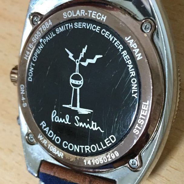 317-0026 Paul Smith ポール・スミス メンズ腕時計 革ベルト 電波ソーラー H416-S057884 動作確認済み ジャンク_画像9