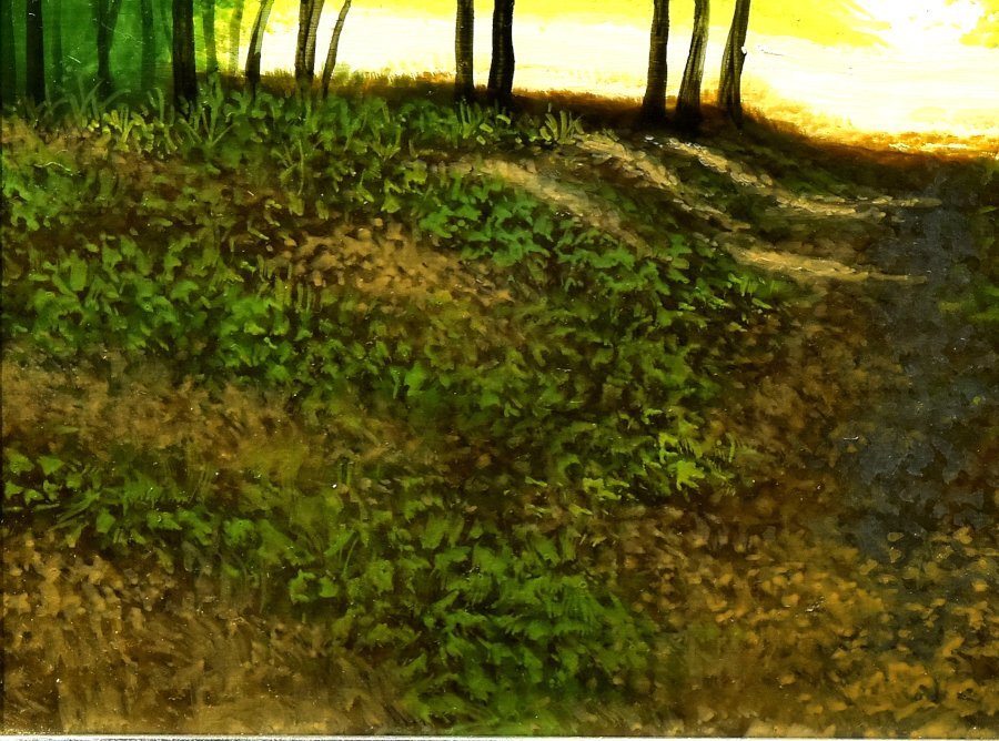 通販限定品塩田満男　「夏の日」　4号　油彩　人気作家 自然、風景画