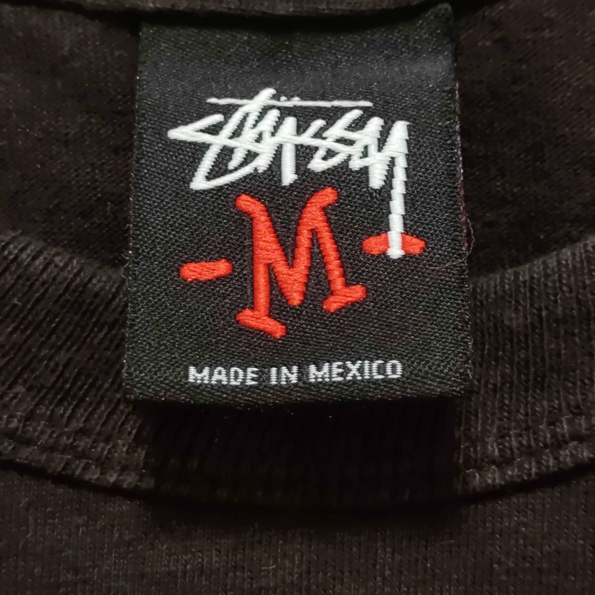 Property of s.80 INTL.STUSSYかすれ加工プリントロゴ80.s長袖TシャツMサイズ黒クリーム色BLACKロンT生成り半袖Tシャツjacket重ね着に☆_画像8