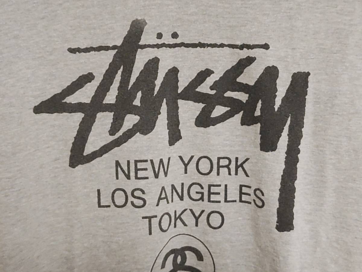  Stussy ограничение WORLD TOUR футболка с длинным рукавом M размер серый серый BLACK чёрный черный STUSSY большой город long T world Tour jacket короткий рукав футболка накладывающийся надеты .*