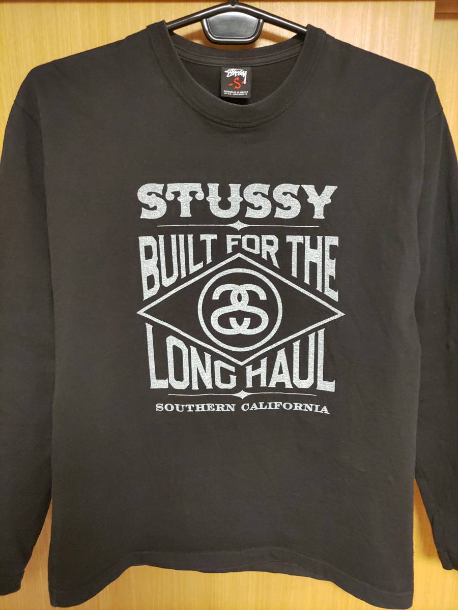 メキシコ製!ステューシーSSリンクロゴBUILT FOR THE LONG HAUL長袖TシャツSサイズ黒ブラック灰色STUSSYロンＴ半袖Ｔシャツjacket重ね着に☆_画像3