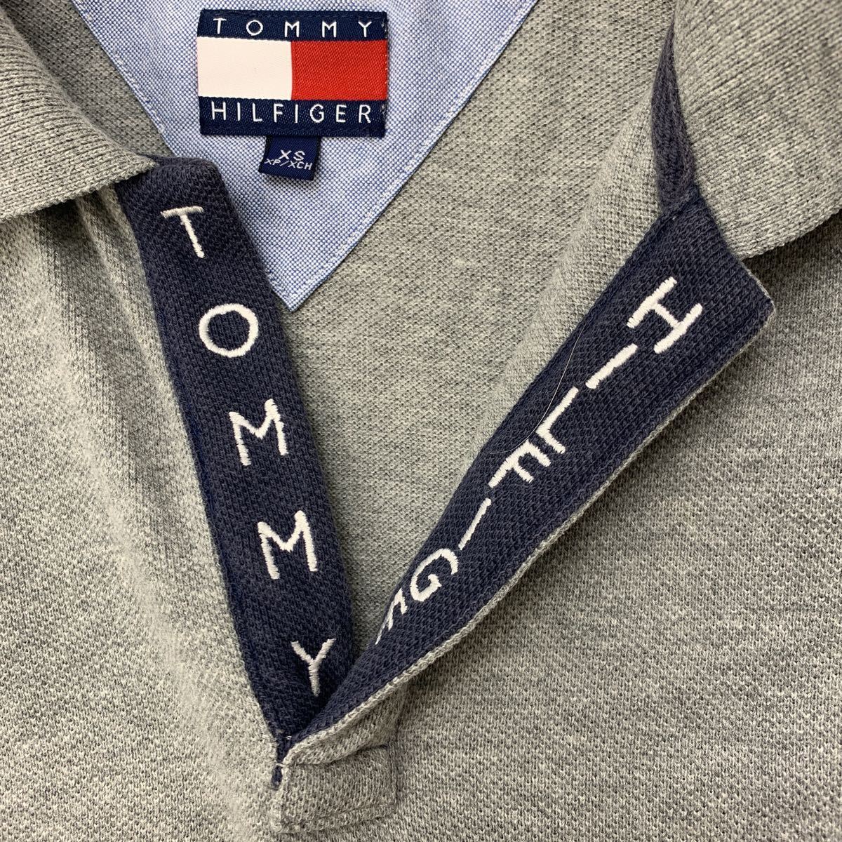 トミーヒルフィガー ☆ TOMMY HILFIGER 半袖 ポロシャツ ネイビー × グレー XS 切り替え◎ 王道 アメカジ スタイル 腹に色抜け■O134_画像5