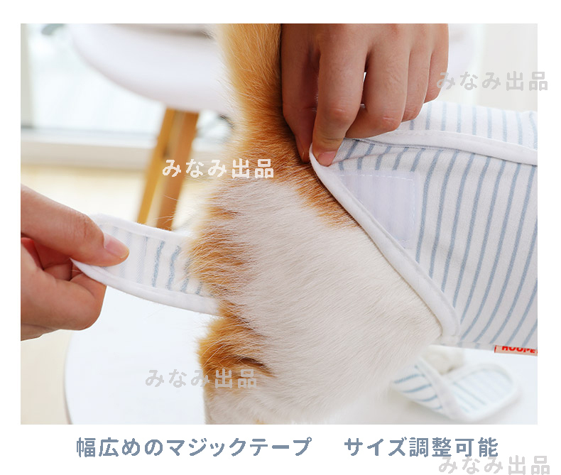 【S】猫犬 術後服 術後ウェア 離乳 避妊手術 皮膚保護 傷口 エリザべスカラー ボーダー