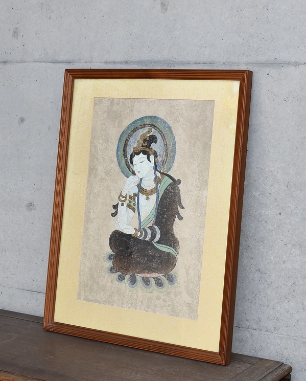 192 古いタンカ 額付き チベット 仏教 仏画-