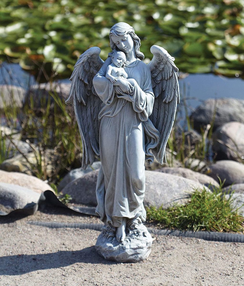 赤ちゃんを抱いた天使の彫像 高さ 約65ｃｍ ガーデンコレクション ギフト 屋内外装飾、インテリア置物（輸入品_画像4
