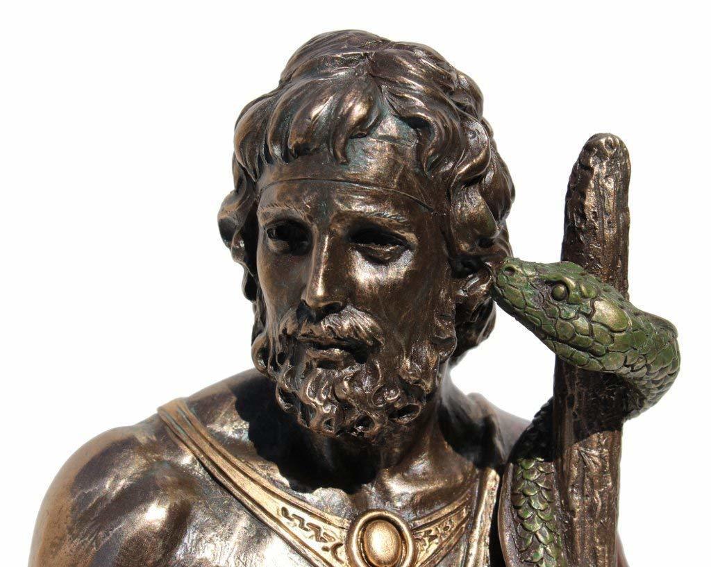 アスクレピオスの杖を持った医学の神 アウクレピオス ブロンズ風彫刻 彫像/ 医師免許 病院（輸入品_画像3