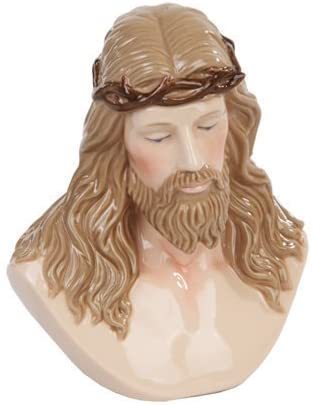 PTC製 茨（イバラ）の冠を付けた、イエス・キリスト 胸像置物 磁器製 彫刻 彫像 ローマカトリック 教会（輸入品）