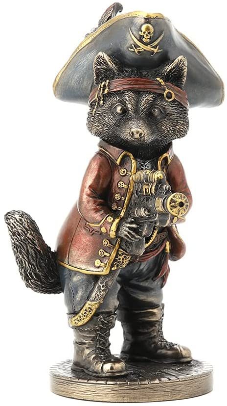海賊に扮した、ジョリー・ロジャー・ラクーン（アライグマ）ブロンズ風彫像 置物 彫刻 贈り物（輸入品）