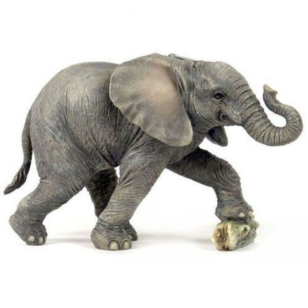 喜ばれる誕生日プレゼント 岩を蹴っている 野生の子どもの象(ゾウ) エレファント置物/ アフリカ サバンナ 動物園(輸入品 オブジェ