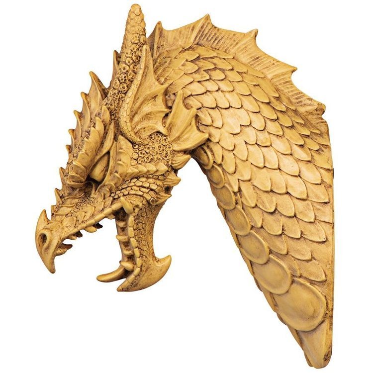 ドラゴン(龍)の頭部 壁掛け 彫像 ファンタジー装飾雑貨 インテリア