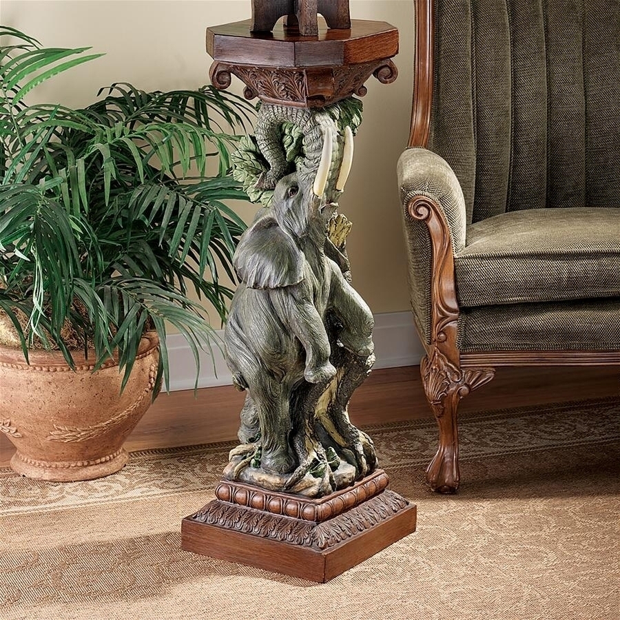 象の勝利の雄叫びを彫刻した台座 彫像/ 置物 インテリア 動物エコカフェ 書斎 図書館（輸入品