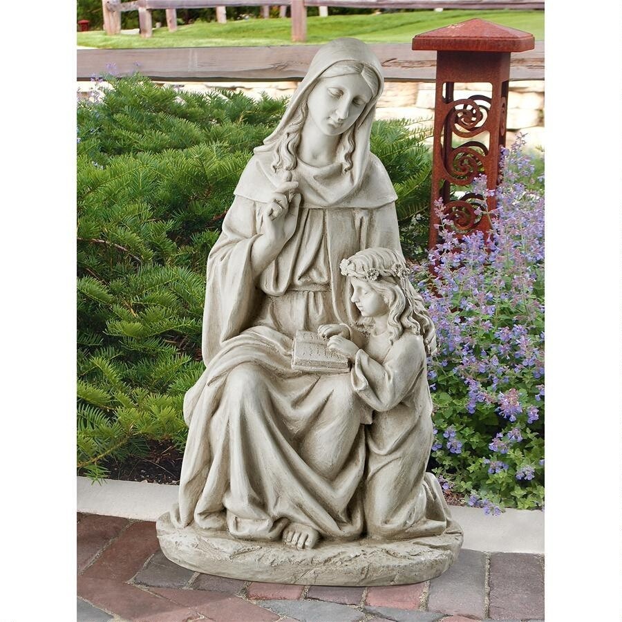 買い保障できる 聖アンナと幼い聖母マリア（キリストの母）ストーン風 彫像 キリスト教彫刻 カトリック教会(輸入品 西洋彫刻
