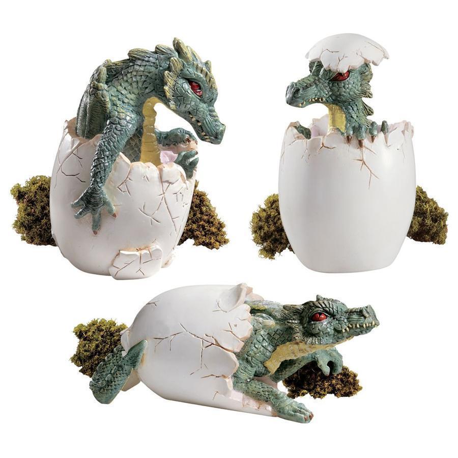 新年の贈り物 ファンタジー 彫刻/ 孵化する3匹のドラゴン彫像 卵から 趣味コレクション ゲーム（輸入品 魔法使い オブジェ