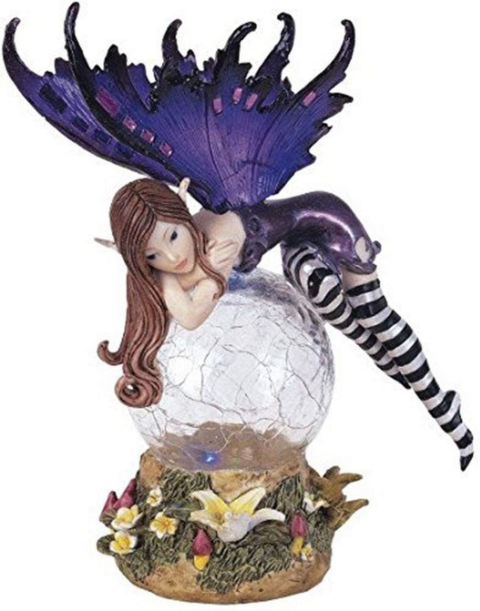 クリスタルボールの上に乗った妖精（フェアリー）LEDライト・フィギュア装飾彫刻 彫像/ ピクシー（輸入品）