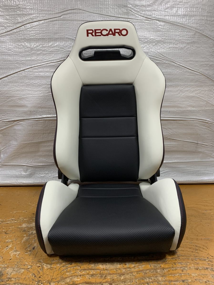 24.25.レカロ RECARO 2脚セット SR-3 黒×白フェイクレザー張り替え
