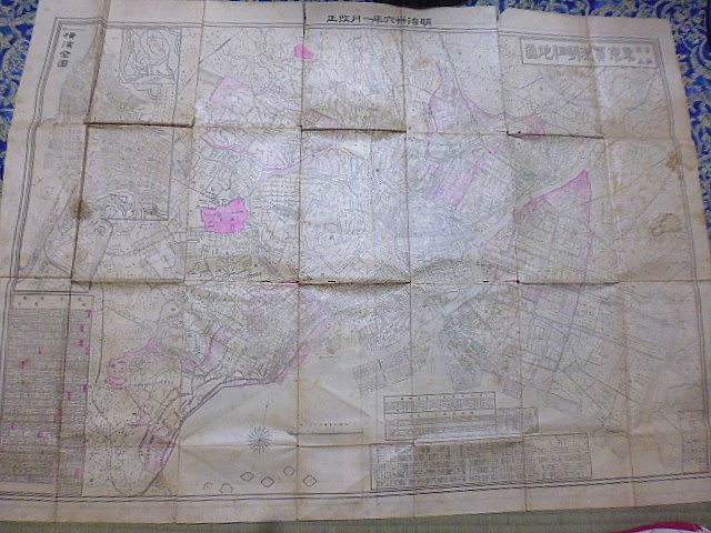 市区改正 東京実測明細地図　明治36年1月改正　横浜全図　裏面に名所旧跡写真31図有り　石版色刷　辻本尚古堂　_画像1