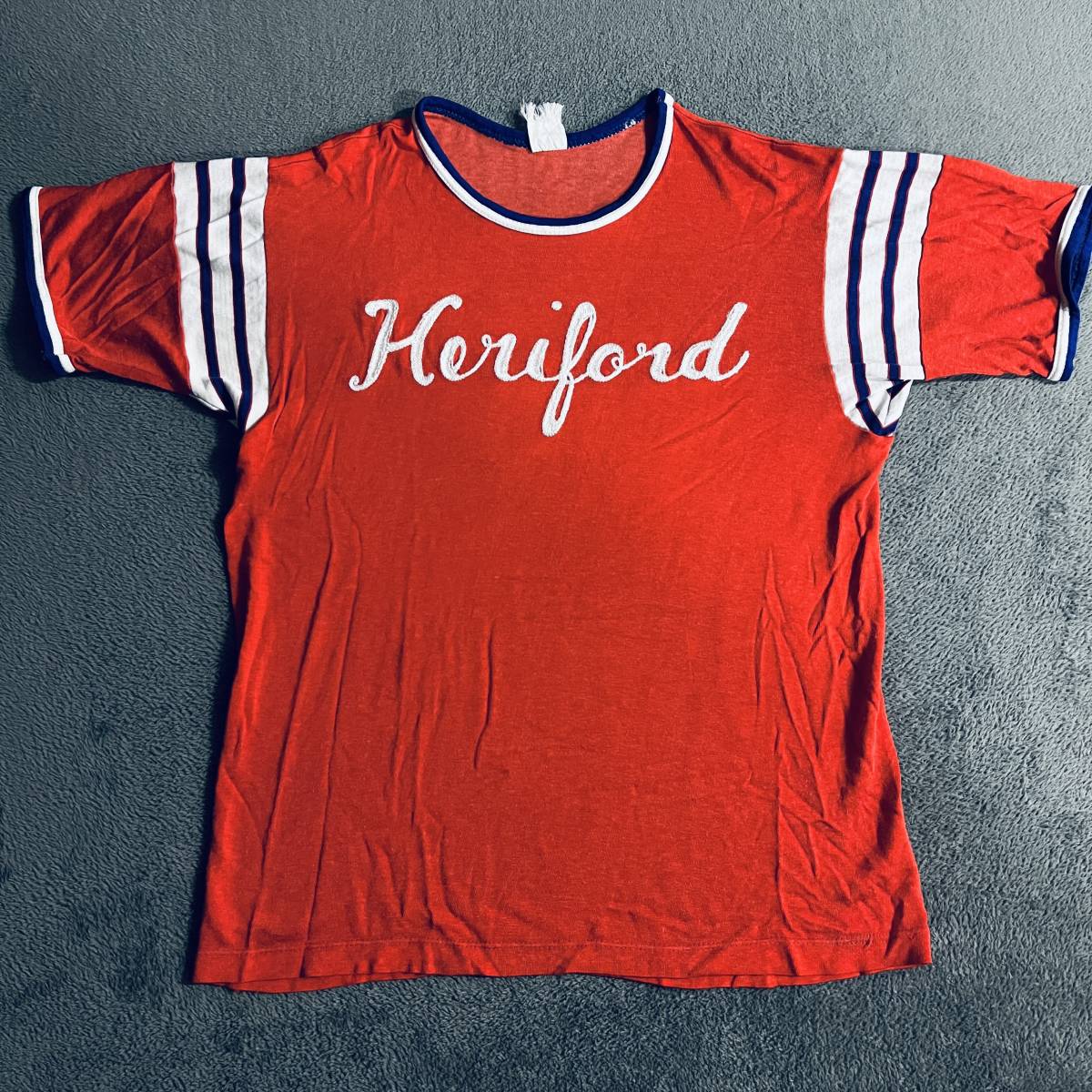 ★ 送料込み USA製 70s Heriford Football Tee レーヨン フットボール Tシャツ ビンテージ ヴィンテージ 古着 ★ _画像1