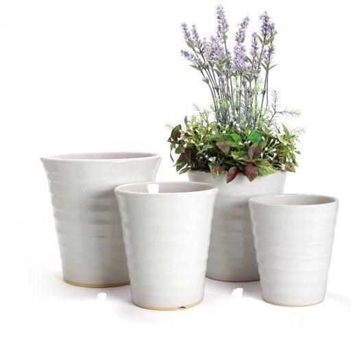  【ここだけのこの安値】白い陶器製の植木鉢　２点セットで７００円_画像5