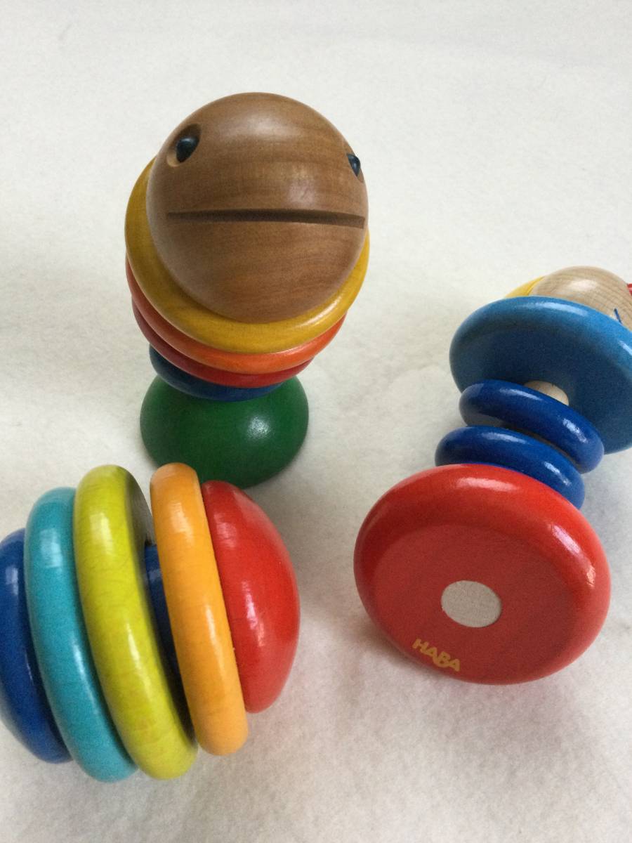  records out of production goods Germany made HABA is ba wooden rattle [kachikachi ball ][ rattle *mo Be ][ rattle * pillow ]3 point set 