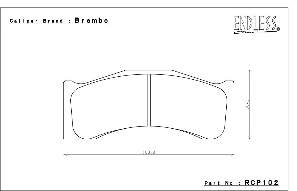エンドレス ブレンボ製 レーシングキャリパー用 ブレーキパッド W-003 ピストン:6_画像2