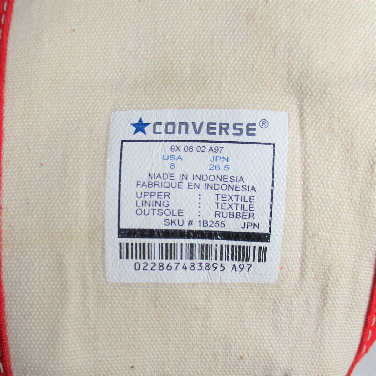 即決★CONVERSE★26.5㎝ ハイカットスニーカー コンバース 復刻 ATHLETIC-C アスレティック-CHI 赤 レッド 8ホールシューズ S293の画像10