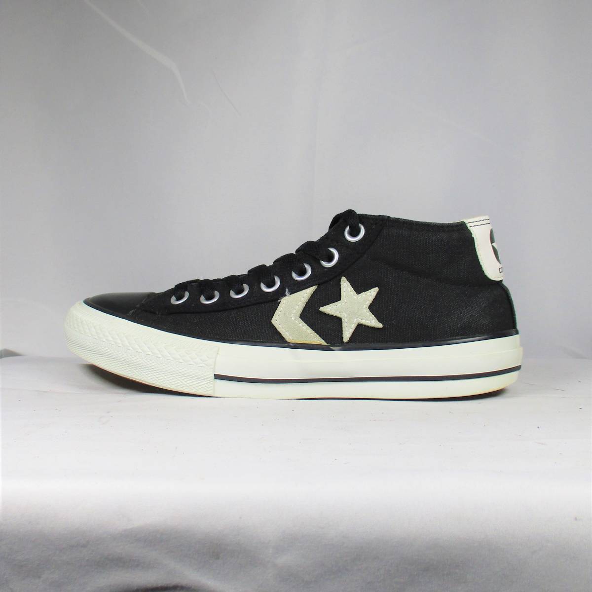 ★CONVERSE★24.5cm ミッドカットスニーカー コンバース レディース ストリート スエード 黒 白 BLACK/WHITE 7ホールシューズ S327