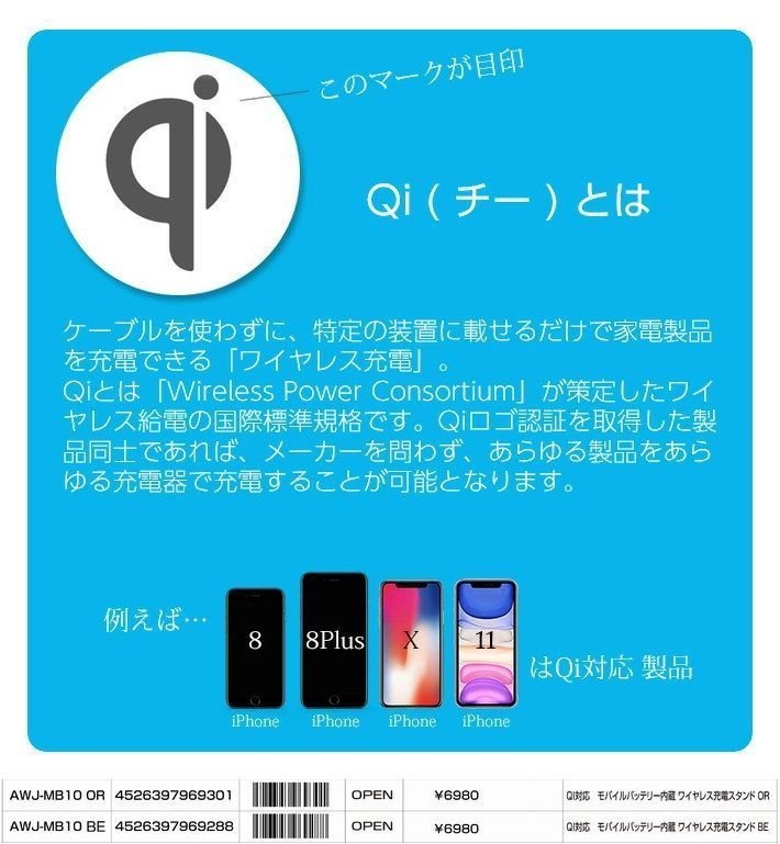 【QI規格認定品】ワイヤレス充電スタンド モバイルバッテリー内蔵 3WAY 充電器 QI規格認定品 iPhone スマホ 7988264 ベージュ 新品_画像4