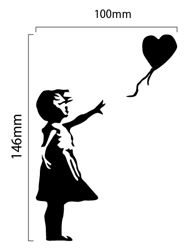 自作カッティングステッカー バンクシー / BANKSY 風船と少女 / Girl with the Balloon 14.6×10cm 特大サイズ 壁紙サイズ対応可能[C-569]_黒い部分が残ります。cm等は残りません