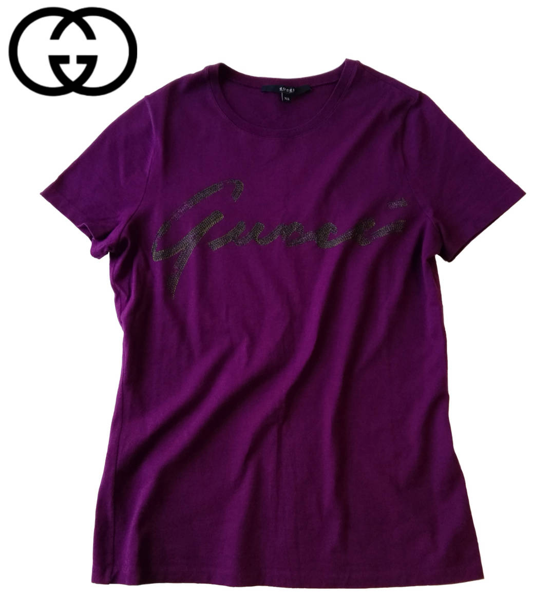 美品 ◇ GUCCI ◇ グッチ ◇ ロゴ Tシャツ バーガンディ ロゴプリント