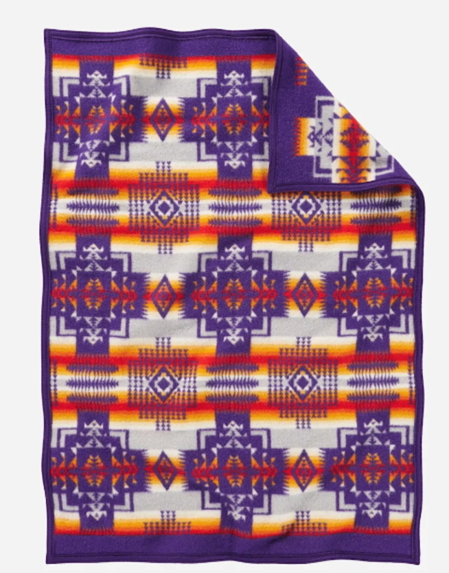 即決！ペンドルトン PENDLETON チーフジョセフ クリブ ベビーブランケット MADE IN USA PURPLE パープル_画像2