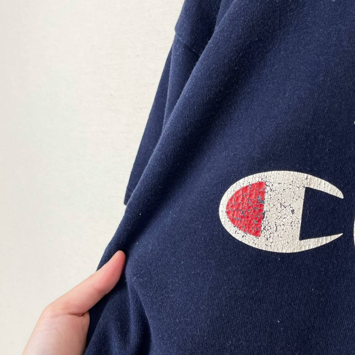 希少《 Champion 》80s 90s【 ビンテージ チャンピオン ネイビー ロゴ Tシャツ L アメリカ製 リバース 】_画像5