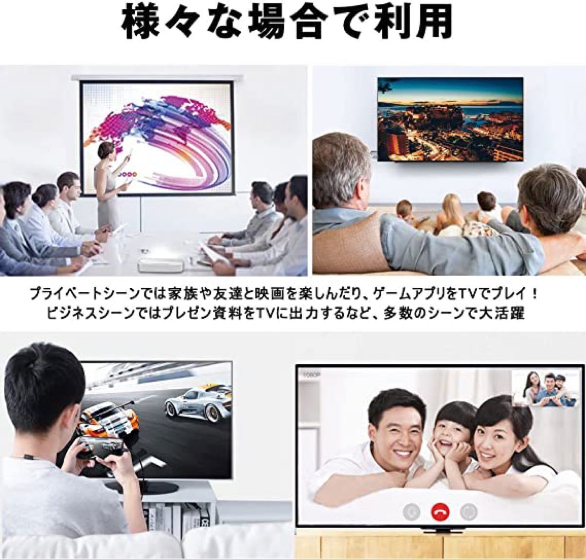 電源/設定不要 iPhone hdmi変換ケーブル HDMI テレビ 接続 大画面 1080P 音声同期出力 2m gray