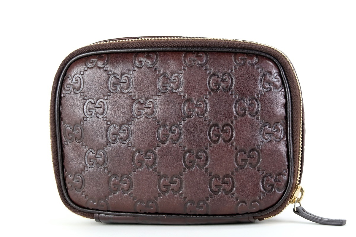 新品同様・未使用】GUCCI グッチ イタリア製 GG シマ レザー ポーチ