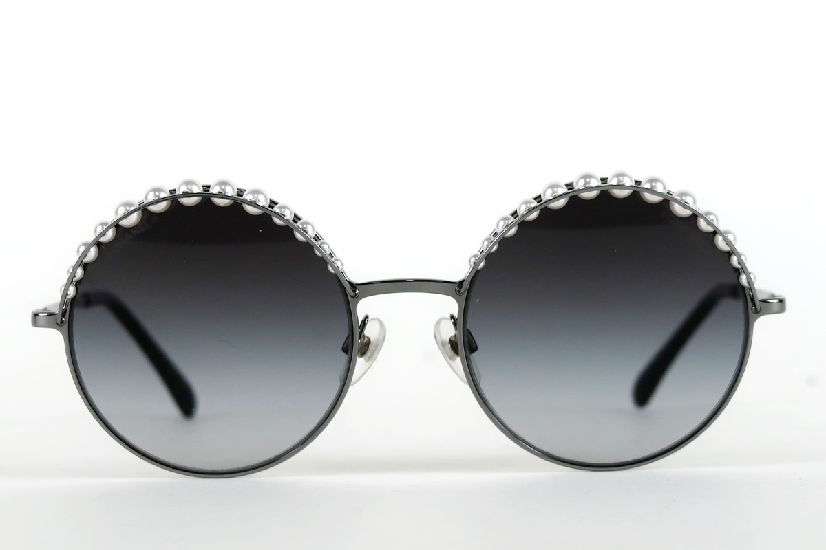 [ super-beauty goods ]CHANEL Chanel pearl sunglasses black group 4234-H C.108/S6 53*20 140 3N[IG80]