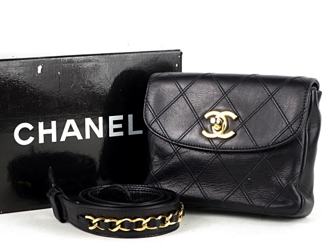 美品】CHANEL シャネル ラムスキン マトラッセ ターンロック チェーン