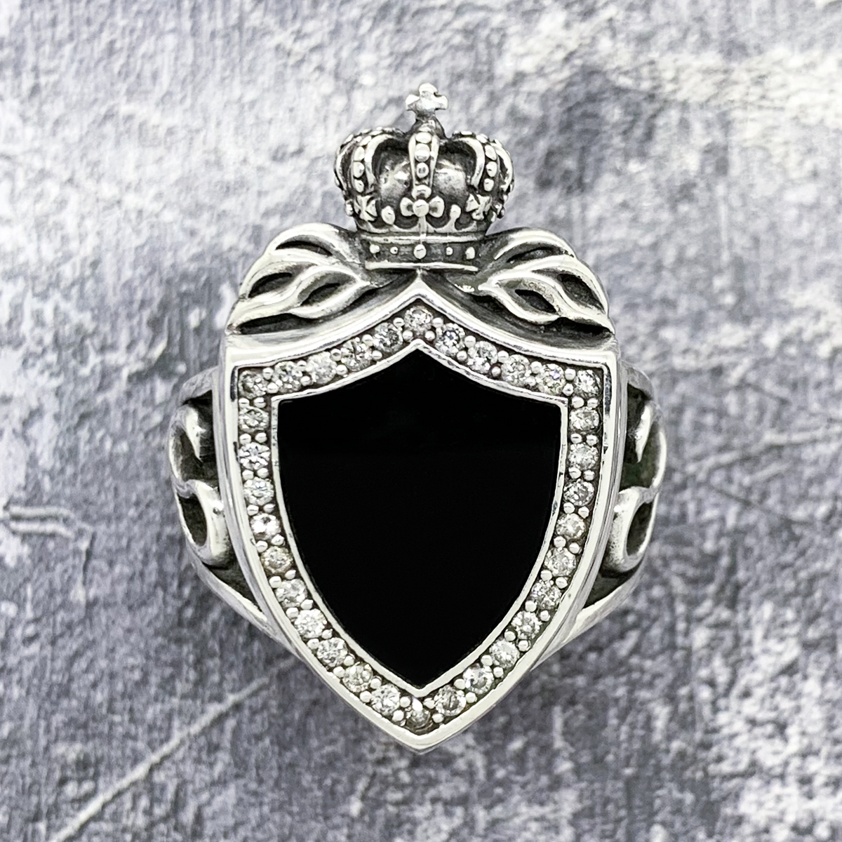 定価12.7万 Justin Davis（ジャスティンデイビス）ダイヤモンド オニキスリング 指輪「HERITAGEリング」SRJ190 清春（17号）