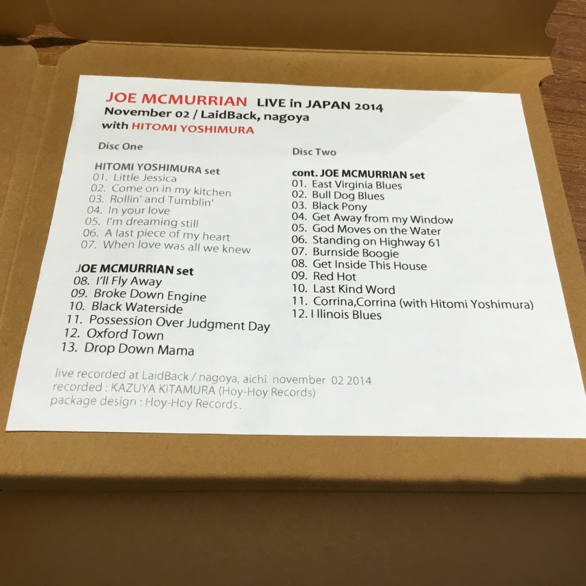 JOE MCMURRIAN ジョー・マクマリアン / ライブ・イン・ジャパン 2014 (CD-R) D10191_画像4