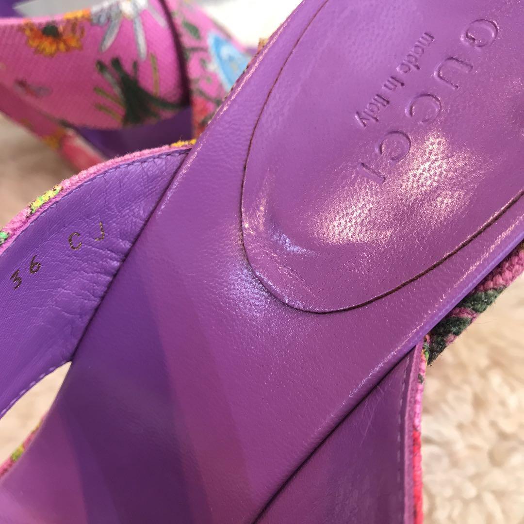 ☆未使用品☆GUCCI サンダル フローラ 花柄 ハイヒール 約23cm ピンク